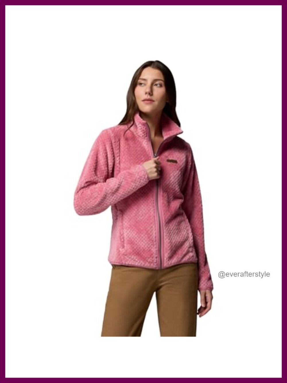 High-Pile Fleece Full Zip Jacket Stand Collar Long Sleeve
